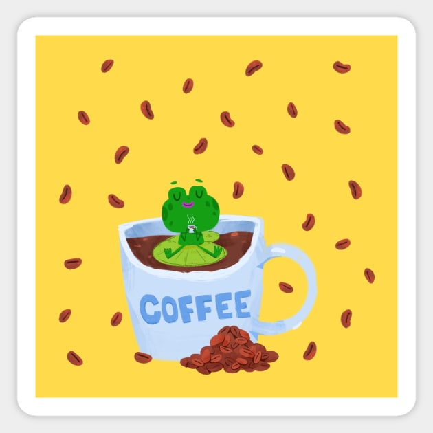 Coffee Frog Sticker by azbeen